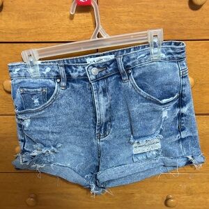 Almost Famous Distressed Light Blue Denim Jean Shorts